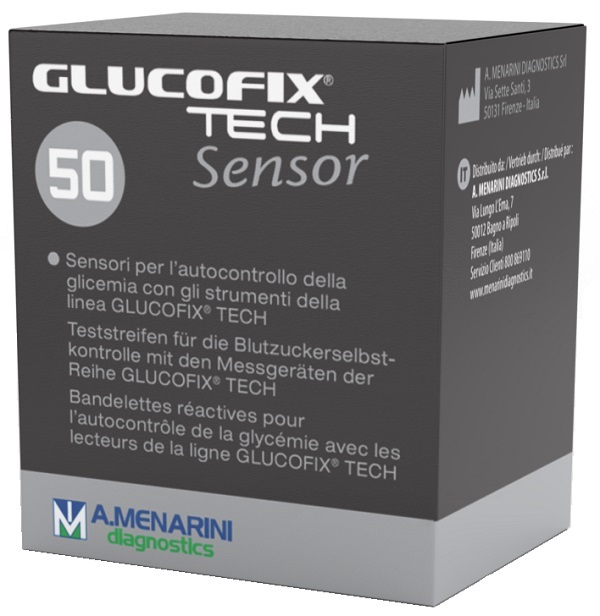 STRISCE MISURAZIONE GLICEMIA GLUCOFIX TECH SENSOR 50 PEZZI - Fontenova srl