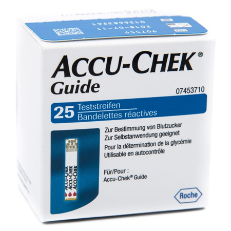 STRISCE MISURAZIONE GLICEMIA ACCU-CHEK GUIDE 25 PEZZI CONFEZIONE RETAIL - Fontenova srl