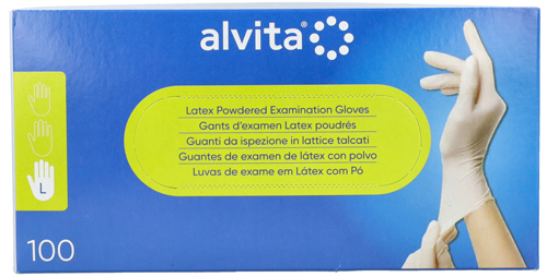 GUANTI DA ISPEZIONE ALVITA IN LATTICE TALCATI L 100 PEZZI - Fontenova srl