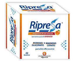 RIPRESA 30BUST 10G INTEGRATORE ALIMENTARE DI MAGNESIO E POTASSIO BUSTINE EFFERVESCENTI UTILE NEGLI STATI DI STANCHEZZA - Fontenova srl