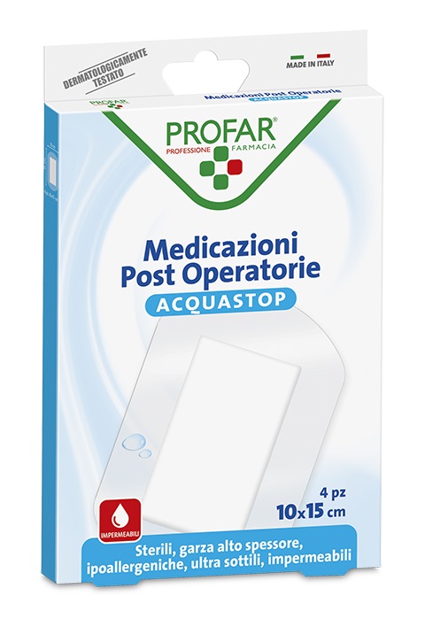 ACQUASTOP MEDICAZIONE POST OPERATORIA 10X15 CM PROFAR MED 4 PEZZI - Fontenova srl
