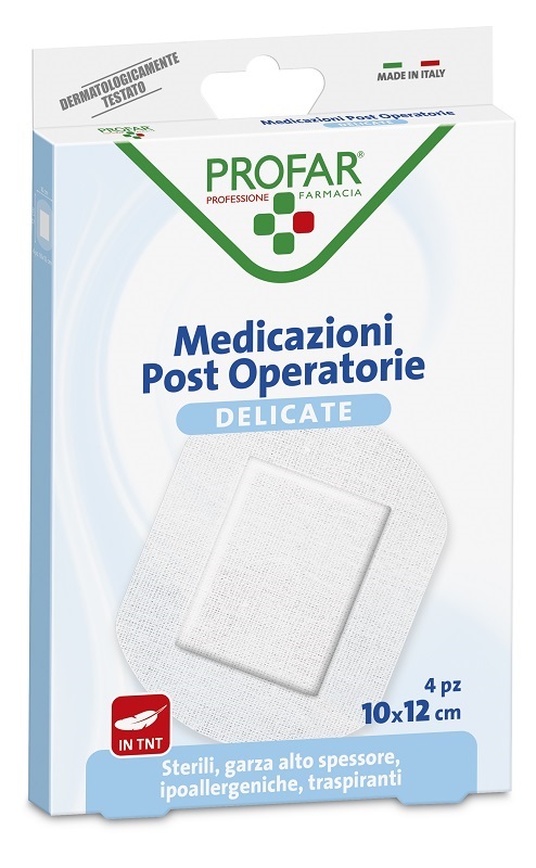 MEDICAZIONE POST OPERATORIA STERILE GARZA ANTIADERENTE 10X12 CM 4 PEZZI PROFAR - Fontenova srl