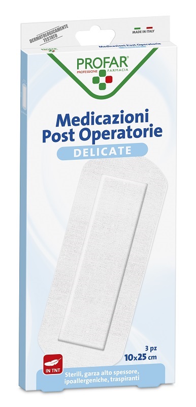 MEDICAZIONE POST OPERATORIA STERILE GARZA ANTIADERENTE 10X25 CM 3 PEZZI PROFAR - Fontenova srl