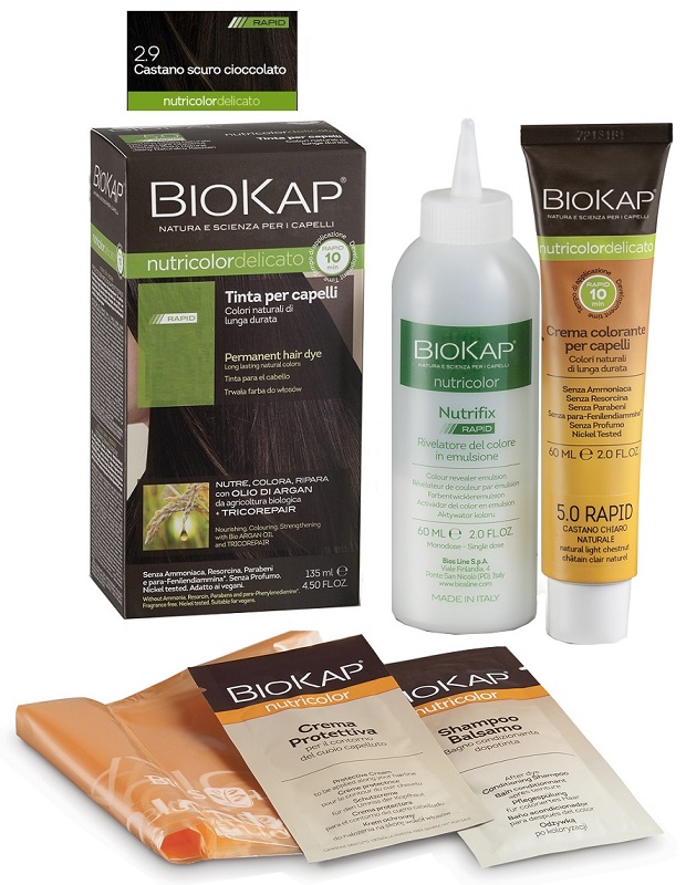 BIOS LINE  BIOKAP NUTRICOLOR DELICATO RAPID TINTA 2,9 CASTANO SCURO CIOCCOLATO 135 ML - Fontenova srl