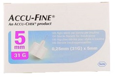 AGO PER PENNA DA INSULINA ACCU-FINE PEN NEEDLE ACCU-CHEK GAUGE 31 X 5MM 100 PEZZI - Fontenova srl