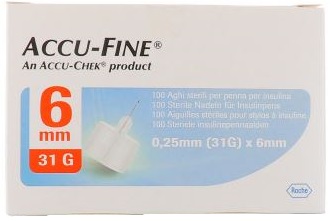 AGO PER PENNA DA INSULINA ACCU-FINE PEN NEEDLE ACCU-CHEK GAUGE 31 X 6MM 100 PEZZI - Fontenova srl
