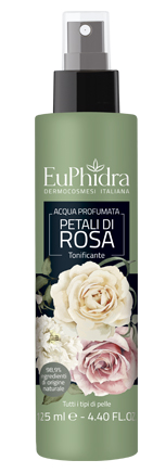 EUPHIDRA ACQUA PROFUMATA ROSA IN FLACONE CON ETICHETTA POMPA SPRAY - Fontenova srl
