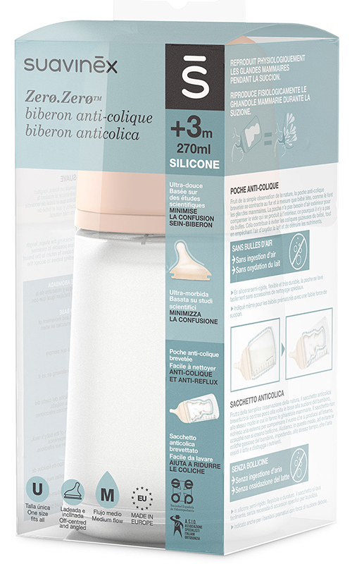 SUAVINEX ZERO ZERO BIBERON ANTICOLICA DA 270ML FLUSSO MEDIO - Fontenova srl