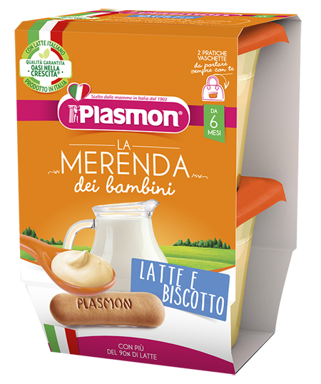 PLASMON LA MERENDA DEI BAMBINI MERENDE LATTE BISCOTTO ASETTICO 2 X 120 G - Fontenova srl
