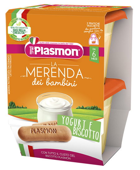 PLASMON LA MERENDA DEI BAMBINI SAPORE DI NATURA YOGURT BISCOTTO ASETTICO 2 X 120 G - Fontenova srl