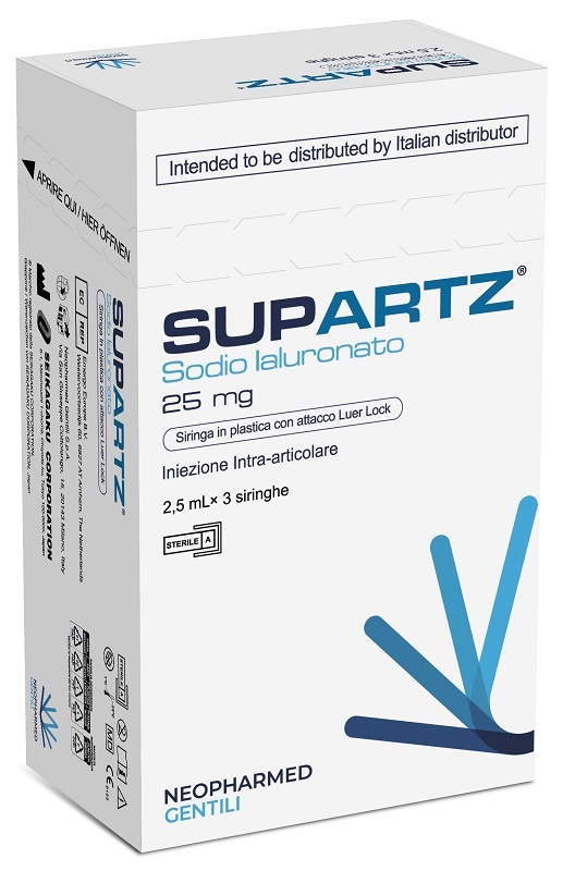 SIRINGA PRERIEMPITA INTRA-ARTICOLARE SUPARTZ ACIDO IALURONICO 25 MG 2,5 ML 3 PEZZI - Fontenova srl