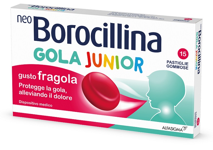 NEOBOROCILLINA GOLA JUNIOR 15 PASTIGLIE GUSTO FRAGOLA - Fontenova srl