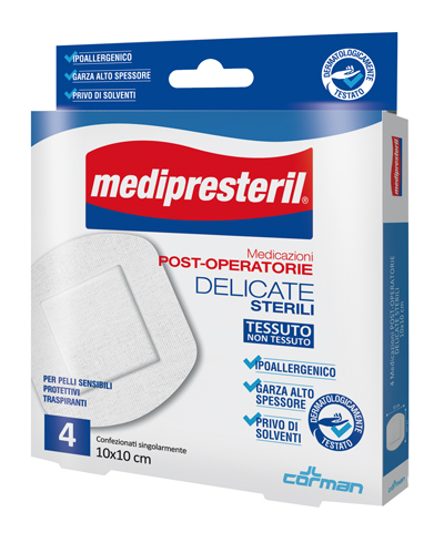 MEDICAZIONE POST OPERATORIA MEDIPRESTERIL DELICATA TNT 10X10CM 5 PEZZI - Fontenova srl