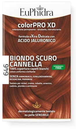EUPHIDRA COLORPRO GEL COLORANTE CAPELLI XD 646 CANNELLA 50 ML IN FLACONE + ATTIVANTE + BALSAMO + GUANTI - Fontenova srl