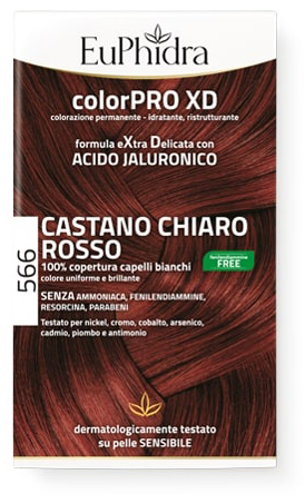 EUPHIDRA COLORPRO GEL COLORANTE CAPELLI XD 566 CASTANO CHIARO ROSSO 50 ML + ATTIVANTE + BALSAMO + GUANTI - Fontenova srl