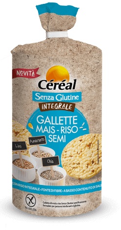 CEREAL SENZA GLUTINE INTEGRALE GALLETTE MAIS RISO SEMI 115 G - Fontenova srl