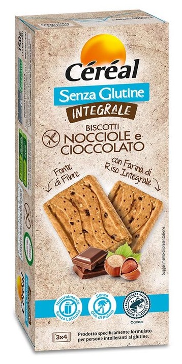 CEREAL SENZA GLUTINE INTEGRALE BISCOTTI NOCCIOLE E CIOCCOLATO 150 G - Fontenova srl