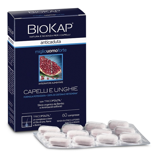 BIOKAP ANTICADUTA MIGLIO UOMO FORTE CON TRICOFOLTIL 60 COMPRESSE - Fontenova srl