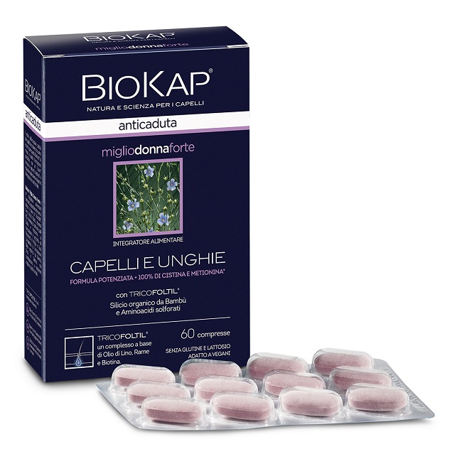 BIOKAP ANTICADUTA MIGLIO DONNA FORTE CON TRICOFOLTIL 60 COMPRESSE - Fontenova srl