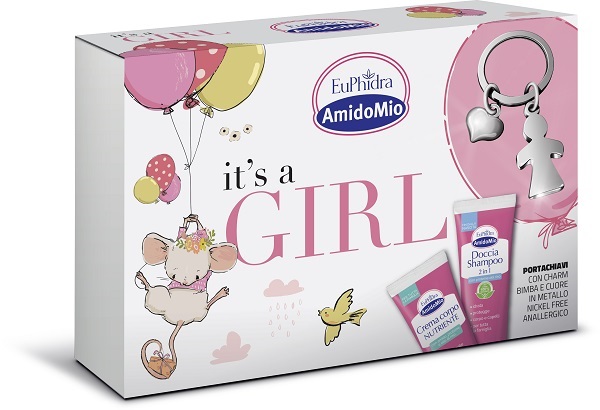 EUPHIDRA AMIDOMIO IT'S A GIRL COFANETTO CON 1 DOCCIA SHAMPOO 2IN1+1 CREMA CORPO+PORTACHIAVI - Fontenova srl