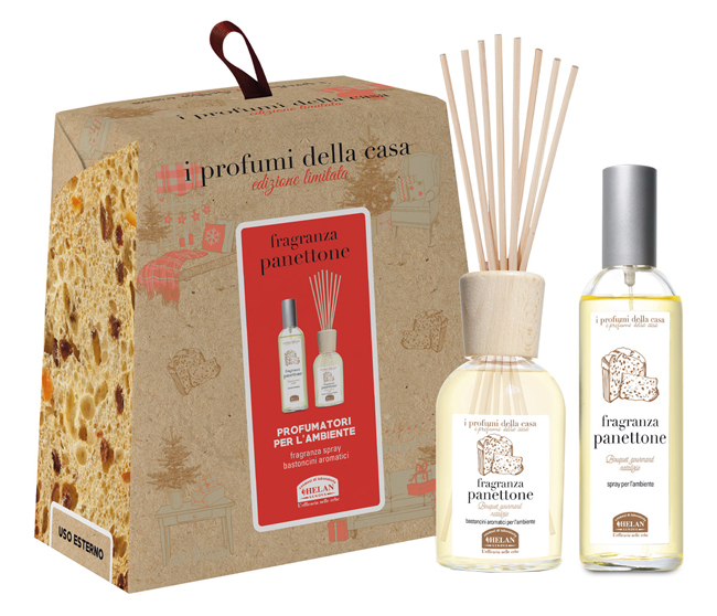 I PROFUMI DELLA CASA SET PANETTONE 1 SPRAY AMBIENTE 100 ML + BASTONCINI AROMATICI AMBIENTE 100 ML - Fontenova srl