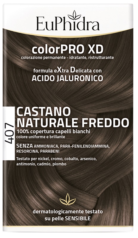 EUPHIDRA COLORPRO XD 407 CASTANO NATURALE F COLORE + ATTIVANTE + BALSAMO + CUFFIA + GUANTI - Fontenova srl