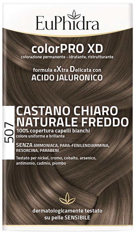 EUPHIDRA COLORPRO XD 507 CASTANO CHIARO NATURALE F COLORE + ATTIVANTE + BALSAMO + CUFFIA + GUANTI - Fontenova srl