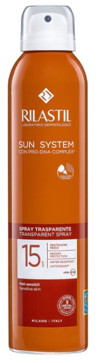 RILASTIL SUN SYSTEM TRANSPARENT SPRAY SPF15 200 ML - Fontenova srl