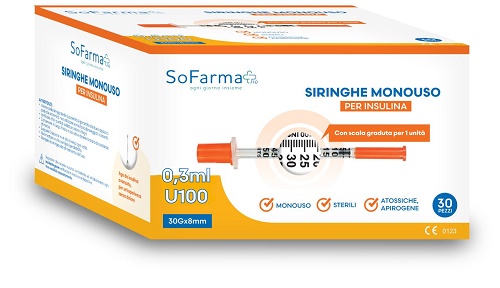 SIRINGA PER INSULINA 0,3 ML 30 PEZZI SOFARMAPIU' - Fontenova srl