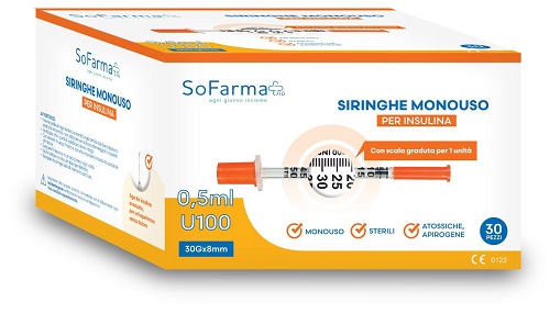 SIRINGA PER INSULINA 0,5 ML 30 PEZZI SOFARMAPIU' - Fontenova srl