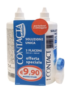 CONTACTA SOLUZIONE 2 FLACONI DA 360 ML + PORTALENTI IN OMAGGIO - Fontenova srl