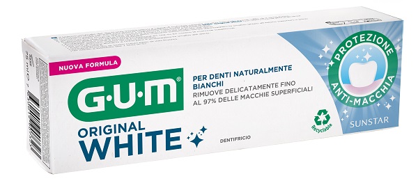 GUM ORIGINAL WHITE DENTIFRICIO SBIANCANTE 75 ML NUOVA FORMULA - Fontenova srl