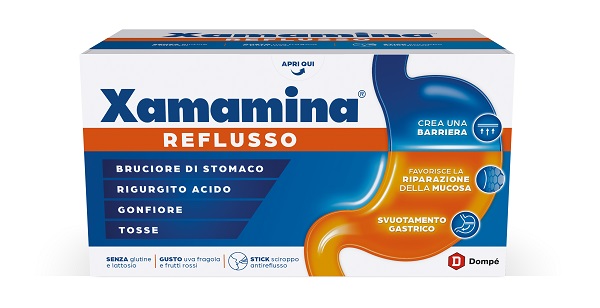XAMAMINA REFLUSSO 25 STICK DA 20 ML GUSTO UVA FRAGOLA E FRUTTI ROSSI SENZA GLUTINE SENZA LATTOSIO - Fontenova srl