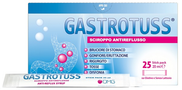 GASTROTUSS 25 STICK PACK DA 20 ML SCIROPPO ANTIREFLUSSO - Fontenova srl