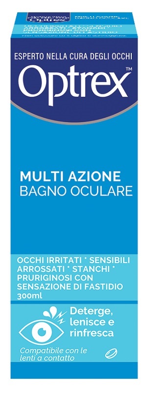 BAGNO OCULARE OPTREX MULTI AZIONE 300 ML + OCCHIERA FLESSIBILE - Fontenova srl