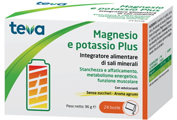 MAGNESIO POTASSIO PLUS TEVA 24 BUSTINE SENZA ZUCCHERI AROMA AGRUMI - Fontenova srl