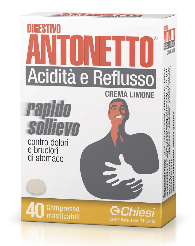 DIGESTIVO ANTONETTO ACIDITA' E REFLUSSO CREMA AL LIMONE 40 COMPRESSE MASTICABILI - Fontenova srl