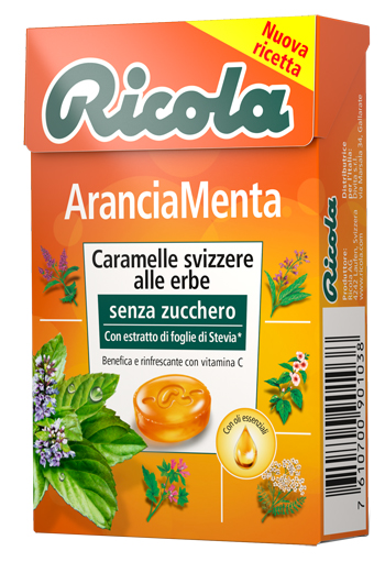 RICOLA ARANCIA MENTA SENZA ZUCCHERO 50 G - Fontenova srl
