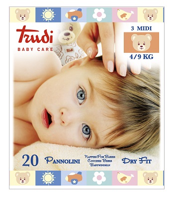 TRUDI BABY CARE PANNOLINI DRY FIT MIDI 4/9 KG 20 PEZZI - Fontenova srl