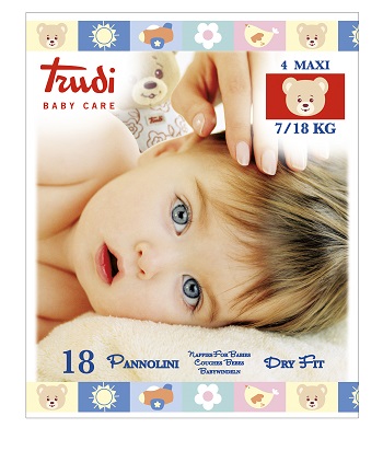 TRUDI BABY CARE PANNOLINO DRY FIT MAXI 7/18 KG 18 PEZZI - Fontenova srl