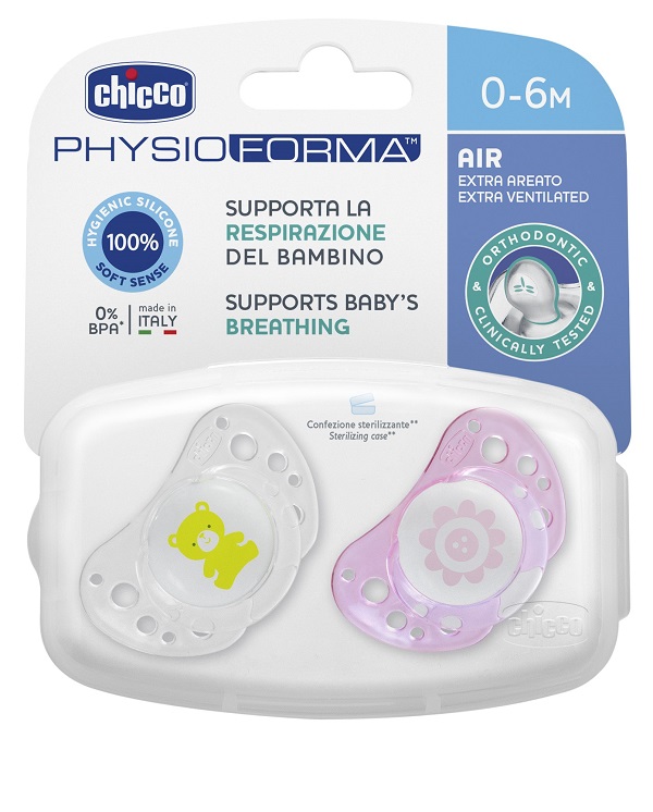 CHICCO SUCCHICCO AIR GIRL SILICONE 0-6 MESI 2 PEZZI - Fontenova srl
