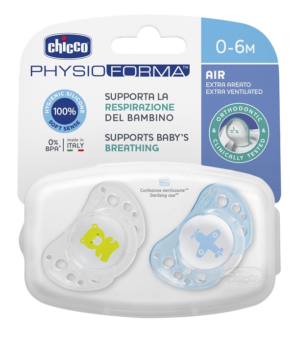 CHICCO SUCCHICCO AIR BOY SILICONE 0-6 MESI 2 PEZZI - Fontenova srl
