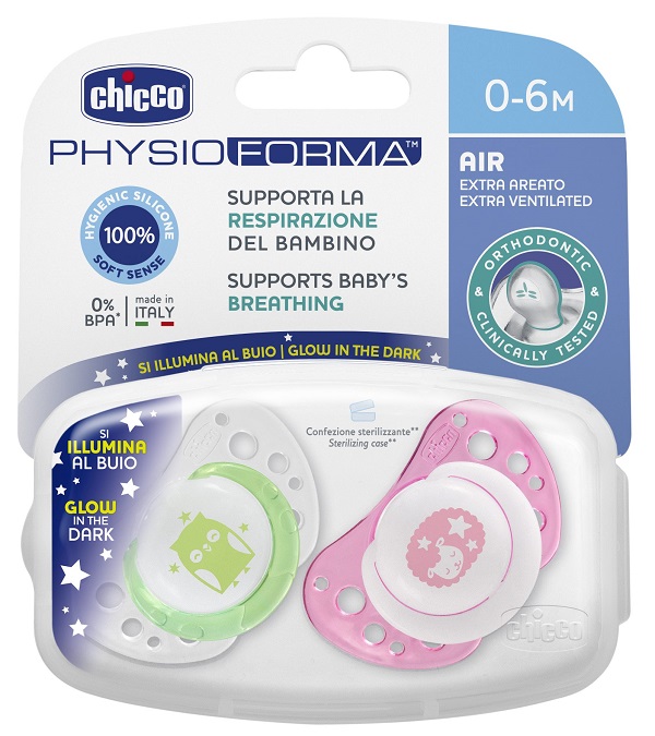 CHICCO SUCCHICCO AIR LUM SILICONE 0-6 MESI 2 PEZZI - Fontenova srl