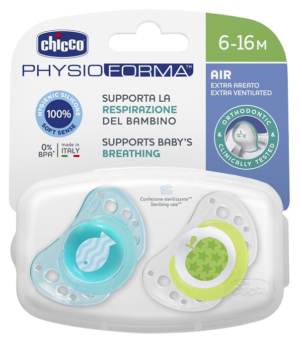 CHICCO SUCCHIETTO AIR BOY IN SILICONE 6-16 MESI 2 PEZZI - Fontenova srl