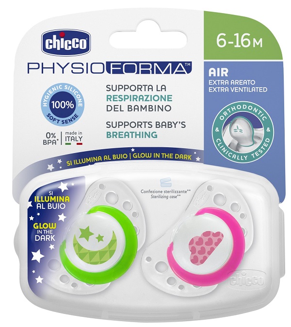 CHICCO SUCCHIETTO AIR LUMI IN SILICONE 6-16 MESI 2 PEZZI - Fontenova srl