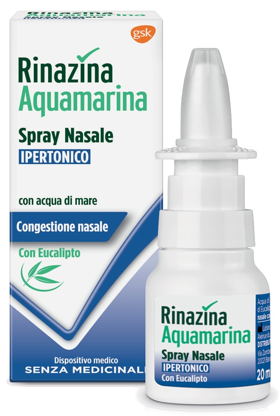 RINAZINA AQUAMARINA SPRAY NASALE IPERTONICO CON EUCALIPTO 20 ML - Fontenova srl