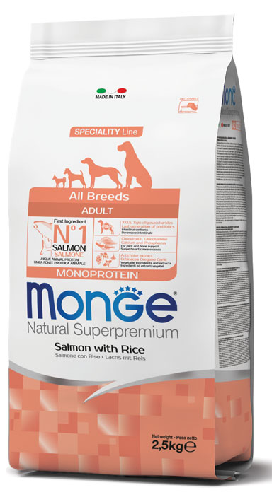 MONGE ALL BREEDS ADULT SALMONE & RISO 2500 G - Fontenova srl
