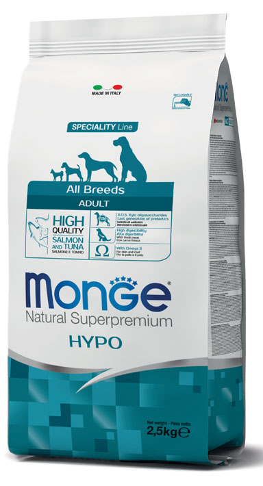 MONGE ALL BREEDS ADULT HYPOALLERGENIC SALMONE & TONNO 12000 G - Fontenova srl