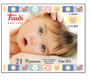 TRUDI BABY CARE PANNOLINI DRY FIT MINI 3/6 KG 21 PEZZI - Fontenova srl