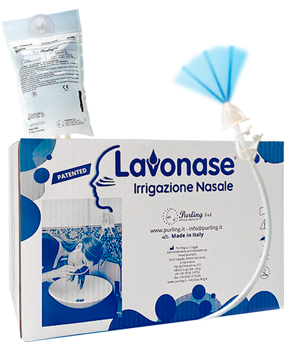 LAVONASE 2 BLISTER STERILI + 10 SACCHE SOLUZIONE FISIOLOGICAPER LAVAGGI NASALI + 1 CLAMP + 1 VENTOSA - Fontenova srl